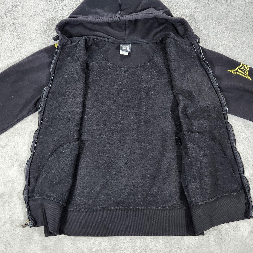 Tapout Hoodie Sweatshirt Mens Medium Black Full Zip Skull Y2K Vintage Ribcage - Picture 6 of 13